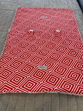 Car Seat Canopy Geometric Red Gray Minky Carseat Cover Chunky Buttons Baby Sun